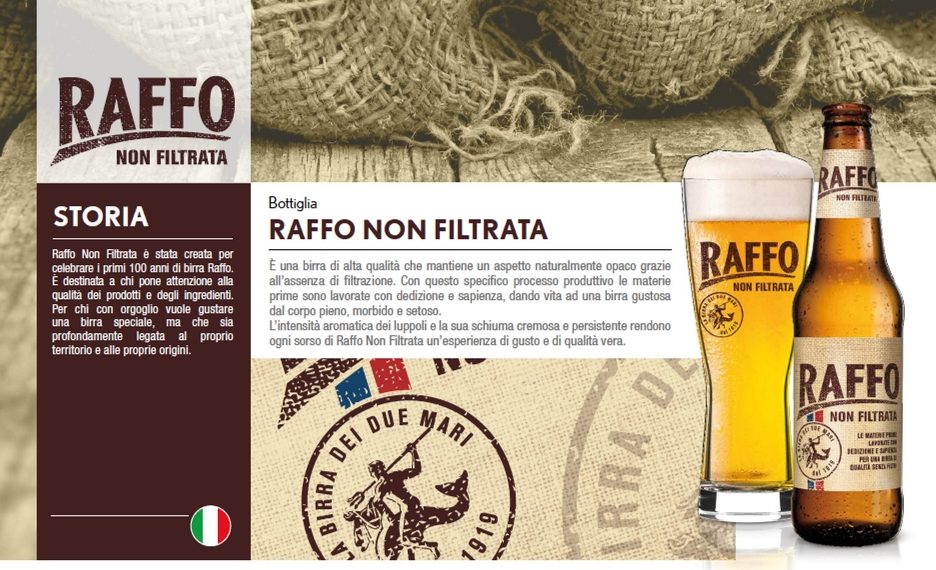 BIRRA RAFFO PRESENTA LA NUOVA RAFFO NON FILTRATA  PER FESTEGGIARE I SUOI PRIMI 100 ANNI