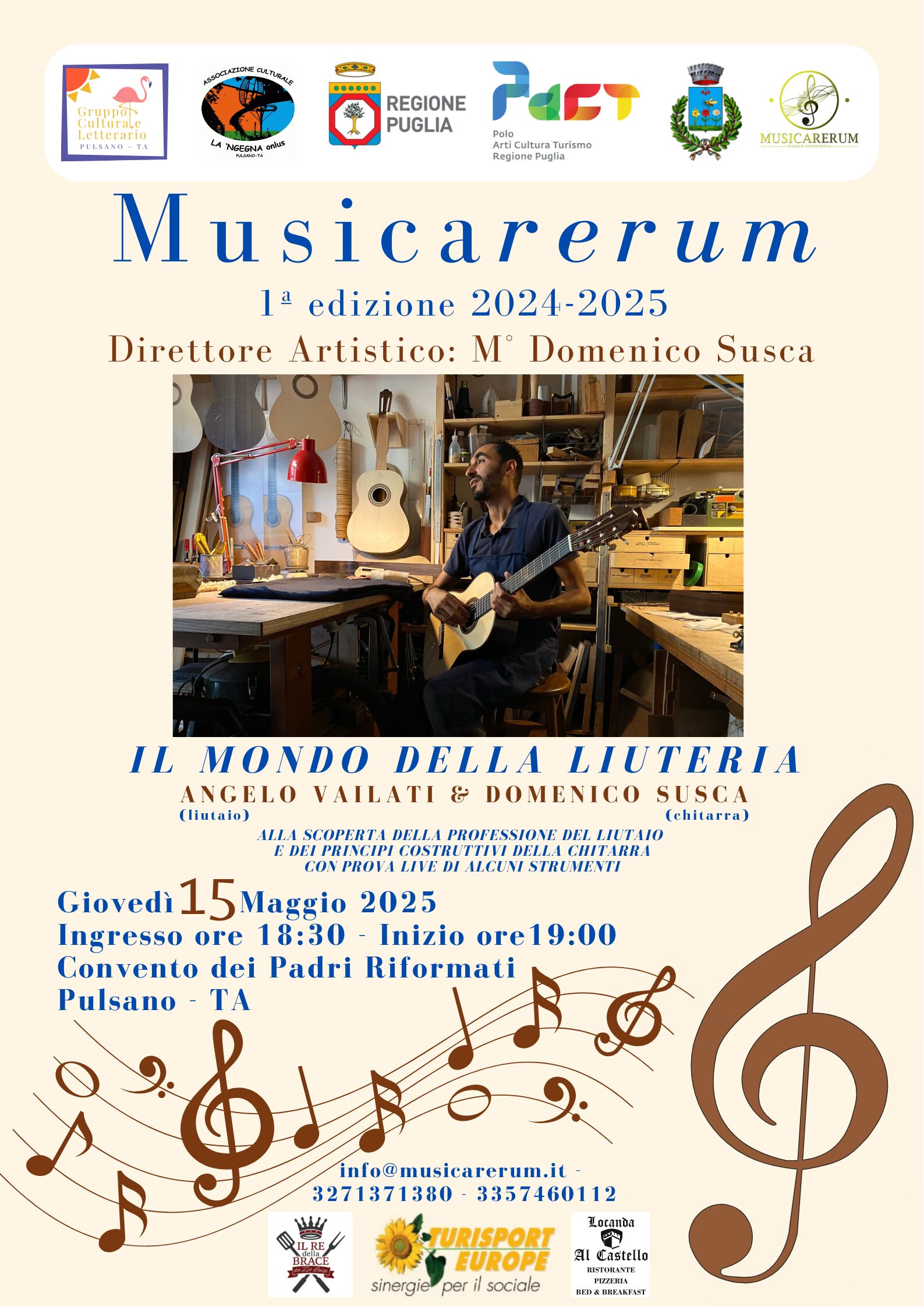 Musicarerum 2024 2025, decimo e conclusivo appuntamento “il mondo della Liuteria” Musicarerum 2024 2025, decimo e conclusivo appuntamento “il mondo della Liuteria”