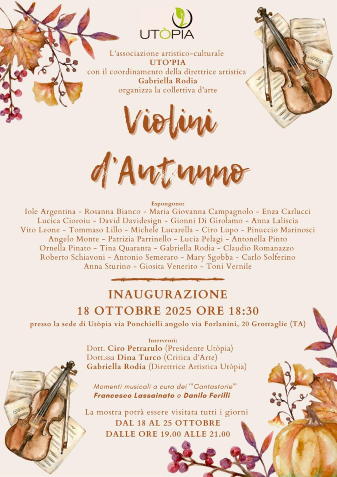 a grottaglie la mostra violini d8217autunno
