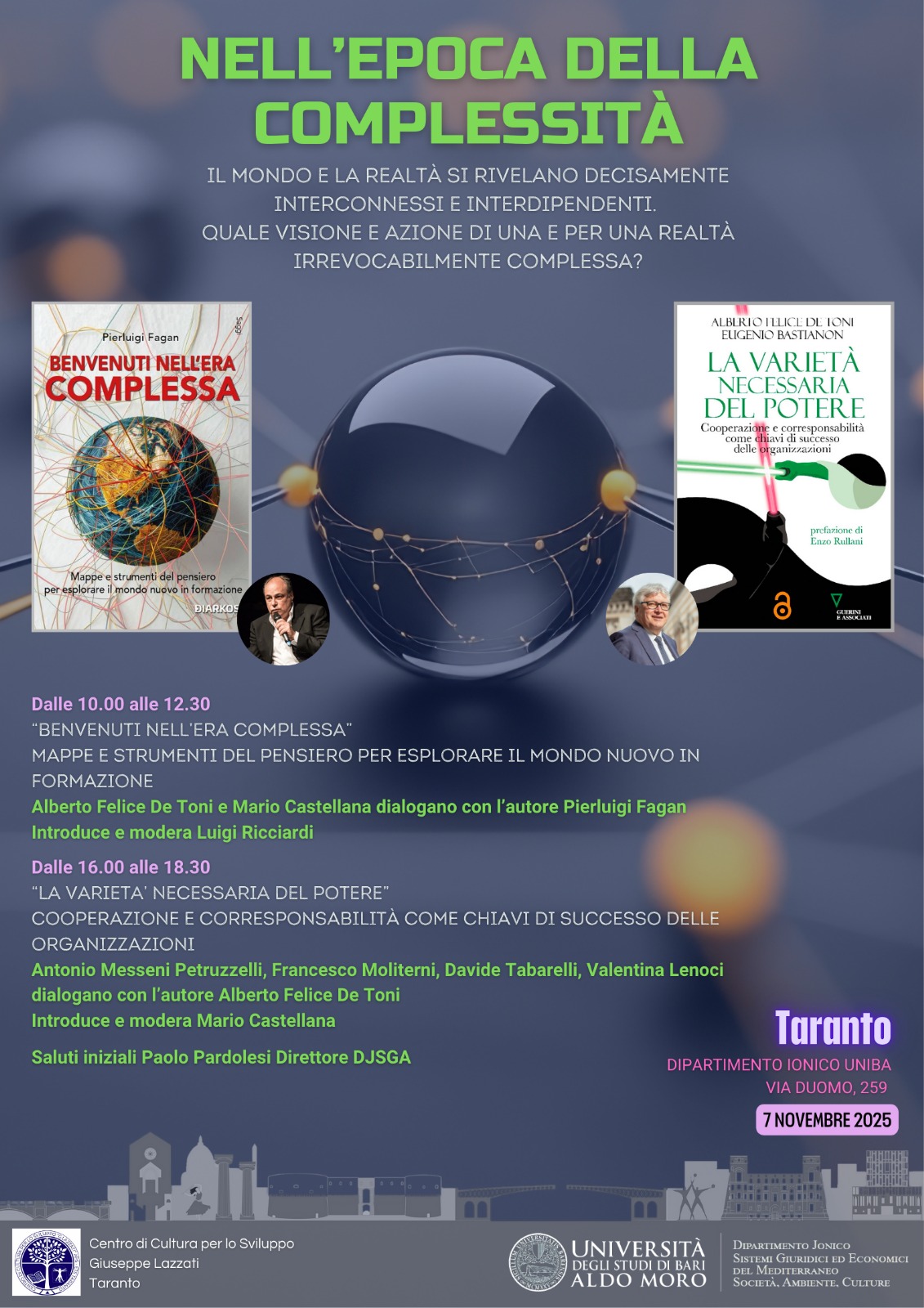 Nell’epoca della complessità, Pierluigi Fagan e Alberto Felice De Toni a Taranto